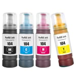 4 Couleurs 104 Bouteilles d'encre Compatibles pour Epson ET-2710 ET-2711 ET-2712 ET-2714 ET-2715 ET-2720 ET-2721 ET-2726 ET-2810 ET-2811 ET-2812 ET-2814 ET-2815 ET -2820 ET-2821 ET-2826 Imprimantes