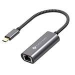 NOVOO USB C vers Ethernet, câble RJ45 en Aluminium de 1000 mbps du connecteur réseau Gigabit vers C, Convient pour MacBook Pro/Air, Surface Go/Google Chromebook/Huawei matebook, etc.