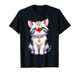 Red Cat Nose Funny Day 2024 Red Cat Nose Cat Kids Girls Boys T-Shirt