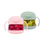 Ubbi Tweat No Spill Snack Container for Kids, BPA-Free, On The Go No Mess Snacks, Must Have Toddler Travel Accessories, Toddler Snack Container With Handles, Sage Green and Blush Pink, 2 Pack