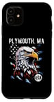 Coque pour iPhone 11 Plymouth MA Drapeau patriotique USA Motif vieilli