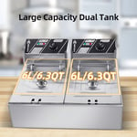 6L+6L Dual Tank Electric Deep Fryer With Removable Oil Filtration Basket And GB