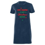 Die Hard Christmas Movie Women's T-Shirt Dress - Navy Acid Wash - XXL - Navy Acid Wash