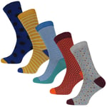 More Mile Design 5 Pack Mens Socks Mid Calf Striped Stylish Smart Comfort Sock