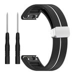 22 mm silikon magnetisk spenne klokkerem for Samsung Gear S3, Garmin Venu 3 Sort