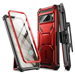 i-Blason Armorbox Series Coque pour Google Pixel 8 Pro (Version 2023, Coque intégrale Robuste avec béquille avec Protecteur d'écran intégré pour Pixel 8 Pro (Rouge Roux)