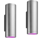 PHILIPS HUE Appear White & Colour Ambiance Smart Outdoor LED Wall Light - Inox, Twin Pack