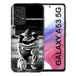 Coque pour Samsung Galaxy A53 5G Sport Rugby Noir Blanc