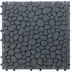 Gardenised QI003970.5 Lot de 5 Dalles de Jardin emboîtables Aspect Pierre pavée, Tapis antidérapant pour Sol décoratif, Gris