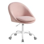 SONGMICS Chaise de Bureau, Fauteuil Pivotant en Tissu Coton-Lin, Siège Confort, Rembourrage en Mousse, Réglable en Hauteur, pour Bureau, Chambre, Rose Bonbon OBG020P01