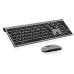 cimetech Ensemble Clavier et Souris sans Fil, Clavier Rechargeable Compacte USB C 2.4G Silent Ultra-Mince de Pleine Taille avec Pavé Numérique Souris pour PC/Laptop/Windows/Mac-Gris Noir