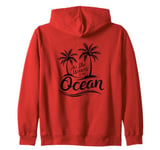 All She Wants Is The Ocean - Retro Summer Tropic Island Zip Hoodie