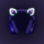 Kitty Ears Décoratif pour Casque,Oreilles en Silicone Décoration de Chat Mignon,Compatible avec Gaming Headsets Sony/HyperX,Installation avec Sangles de Fixation Réglables,Fluorescence