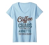 Womens ANNETTE Personalized Cute Coffee Girls ANNETTE Name V-Neck T-Shirt