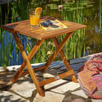 Table basse pliante en bois d'acacia 46x46cm Table d'appoint pliable pour jardin terrasse Intérieur extérieur - Deuba