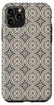 Coque pour iPhone 11 Pro Charcoal Grey Taupe Cream Polka Dots Circles Cells PatternCh