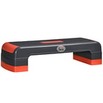 HOMCOM Stepper aérobic Fitness Hauteur réglable 3 Niveaux 10/15/20 cm Surface antidérapante Plastique 78 x 28 x 20 cm Gris et Rouge