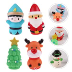 5 Pcs Baby Toy Xmas Finger Puppets Stuffed Hand Rubber Head Animal Doll Soft