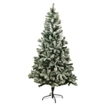 Sapin de Noël Artificiel Vert enneigé Blanc Blooming - Arbre pour décoration de Noël avec Support métallique - 150 cm - Blanc