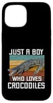 Coque pour iPhone 15 T-shirt mignon Just A Boy Who Loves Alligator Crocodiles