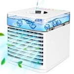 qimedo Portable Air Conditioner,4 In 1 Mini Cooler Fan,Energy Saving USB Evaporative Coolers Humidifier Purifier Airconditioners For Car/Home,3 Fan Speeds, Mobile Cooling Fan For Office Bedroom