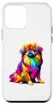 Coque pour iPhone 12 mini Colorful Pop Art Pekingese Pekingeses