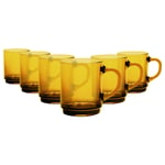 6x Duralex Amber 260ml Versailles Glass Tea Coffee Mugs Cups Glasses Set