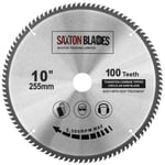 Saxton TCT Lame de scie circulaire à bois 255 mm x 30 mm alésage x 100 dents Compatible avec Bosch, Makita, Dewalt.[G20]