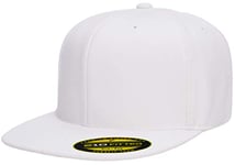 Flexfit Men's 210 Fitted Flat Bill Cap Hat, White, L-XL