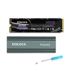 Ediloca EN760 SSD with Heatsink 500GB PCIe Gen4, NVMe M.2 2280, Up to 4800MB/s, 3D NAND TLC, Internal Solid State Drive, Dynamic SLC Cache, Compatible with PS5 and PC