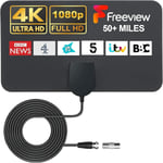 TV Aerial Indoor - Digital TV Aerial 50 Miles HD TV Antenna Indoor for Freeview