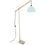 Lampadaires Tosel  lampadaire liseuse articulé bois naturel et bleu