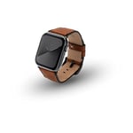 JT Berlin Charlie Bracelet en cuir pour Apple Watch 49 mm/45 mm/44 mm/42 mm [Watch Ultra, Watch SE, Series 8/7, 6/5, 4/3, 2/1, fermoir en acier inoxydable] Marron/noir