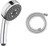 GROHE 26092000 Vitalio Comfort 100 Hand Shower with 3 Spray Options + GROHE 28364000 | Silver Flex Hose | 1500mm