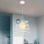Wottes - Lustre Suspension Créatif Industriel Lampe Abat-jour Métal 30cm E27 pour Salon Cuisine Chambre Bar - Blanc - Blanc