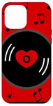 Coque pour iPhone 12 Pro Max notes de musique disque vinyle album coeur rouge valentines vintage