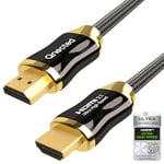 Qnected Câble HDMI 2.1 2m (2 mètres) | Gen 2 Certifié | Ultra Haute Vitesse | 4K 120Hz & 144Hz, 8K 60Hz Ultra HD | 48 Gbps | eARC | Compatible PS5, Xbox Series X & S, Moniteur | Noir Charbon