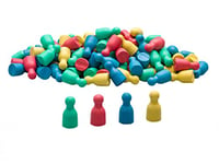 WISSNER 200200.000 Active Learning Set of 100 Toy Figures/Halma Play Cones/meeples 4 Colours (25 Pieces Each in Red, Green, Blue, Yellow) -RE-Wood. Board Game Accessories