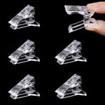 MIKIMIQI 5 st Poly Gel Quick Building Nagelspets Clip Plast Transparent Finger Extension UV LED Builder Finger Extension Clip Nagelspets Clips för