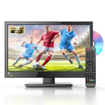 Desobry 16 inch Small tv 1080P LED TV with DVD player built in with Antenna HDMI USB, TV for bedroom/Home/Kitchen 12v tv for camping/caravan/motorhomes/campervan