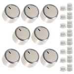 Universal Oven Switch Knob + Adaptors for Cooker Grill Hob Silver Rose Gold x 8