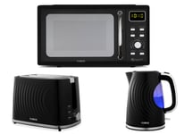 Tower Sonar Black Kettle 2 Slice Toaster & 800W 20L Digital Microwave Set