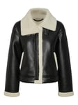 PIECES Pcjanelle W Veste Courte pour Homme, Noir/Détails : Bouleau, XL Femme