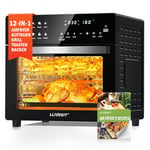 LLIVEKIT Air Fryer Oven with Rotisserie Mini Oven 26L Large Family Size Air Fryer Countertop Convection Oven Low Fat Oil-Less Cooking, Timer & Temperature Control, 12 Preset Programs, 1700 Watts