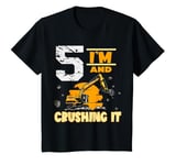 Youth I'm 5 And Crushing It 5 Years Boys 5th Birthday Excavator T-Shirt