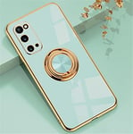 Alihtte Coque pour Samsung Galaxy A72 4G/5G,Coque magnétique avec Anneau Rotatif à 360 ° Mince Coque Antichoc Silicone avec Plaque métallique, Aimant Support de Voiture Housse Bumper, Cyan