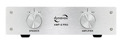 Dynavox AMP-S Pro, Pupitre de sélection ampli/Enceintes pour amplificateur stéréo et Surround, Chassis en métal, Connexion bornes à Pince vis et fiche Banane, argenté 207766