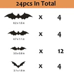 24/48 kpl Halloween-sisustus 3D musta PVC-lepakko Halloween-bileet tee-se-itse sisustusbaarihuone Halloween-juhlat Scary Decos -rekvisiitta seinätarra