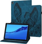 Coque Huawei M5 Lite 10.1"" Papillon En Relief Etui En Cuir Pu Portefeuille Porte-Stylo Tablette Housse De Protection Pour Huawei Mediapad M5 Lite 10.1 Pouces Bah2-W19 Bah2-L09 - Bleu Marine