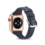 SKALO Kapea nahkaranneke Apple Watch Series 4-6 40mm - Tummansininen